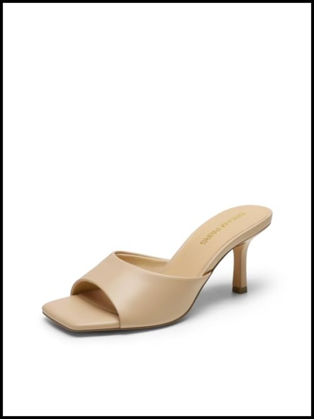 Faux Leather Square Toe Kitten Mule Heels Slip On